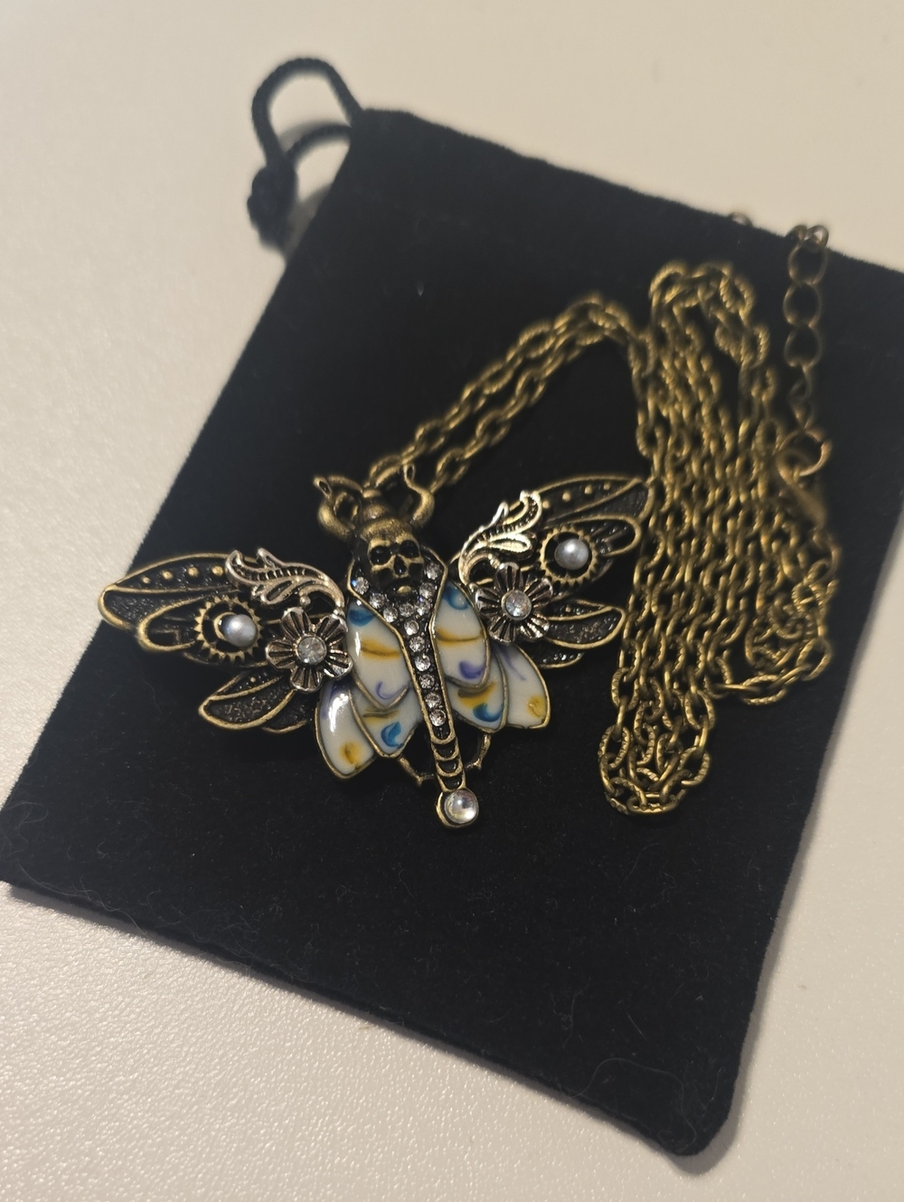 Vintage-Inspired Death Moth Pendant Necklace